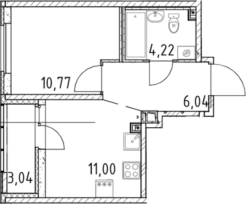 1-комнатная квартира 32.03 м², 12/17 эт., ЖК «Город Первых»